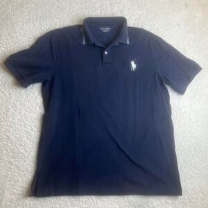 Vintage polo golf men's blue big pony embroidered short sleeve polo preppy L‎